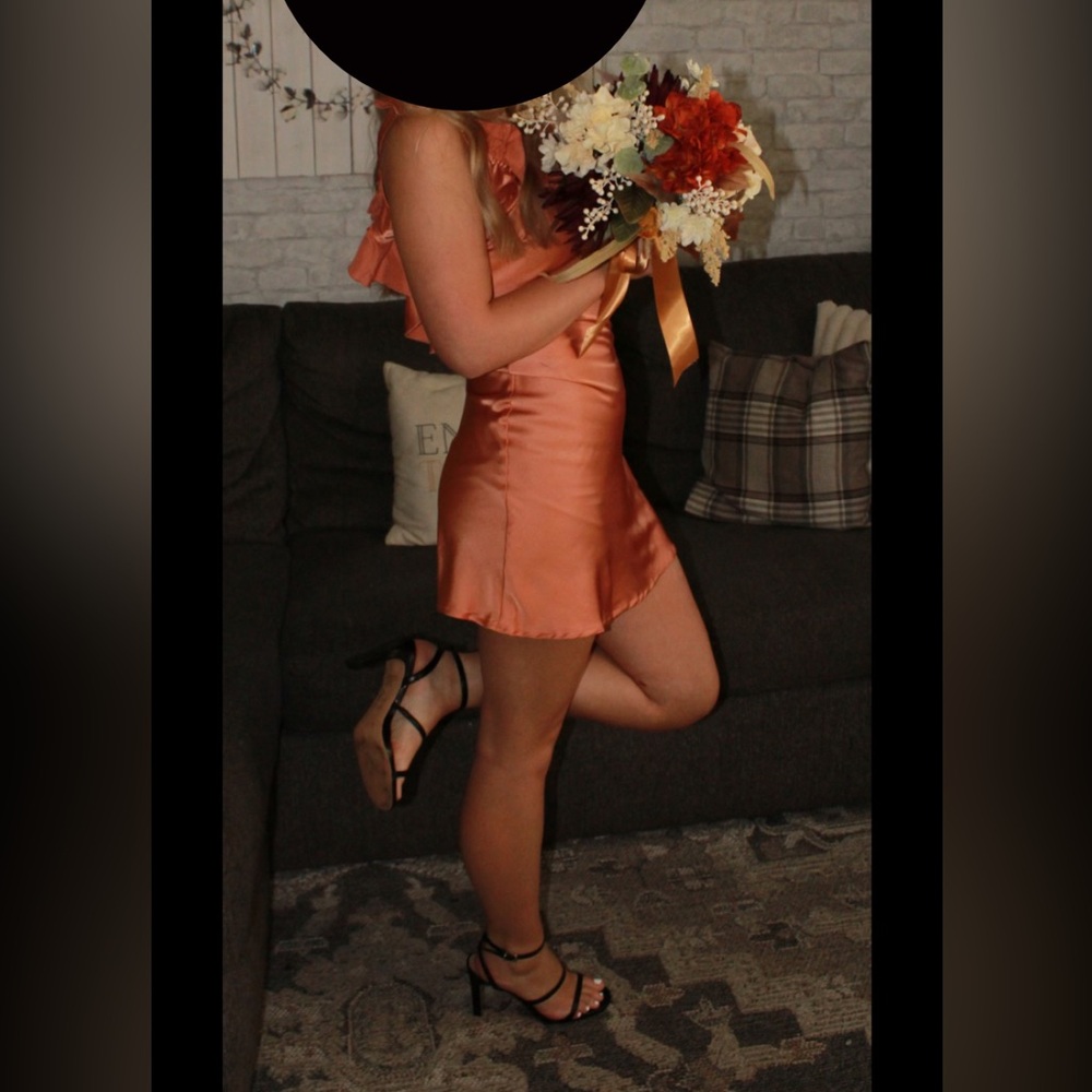Burnt orange hoco dress